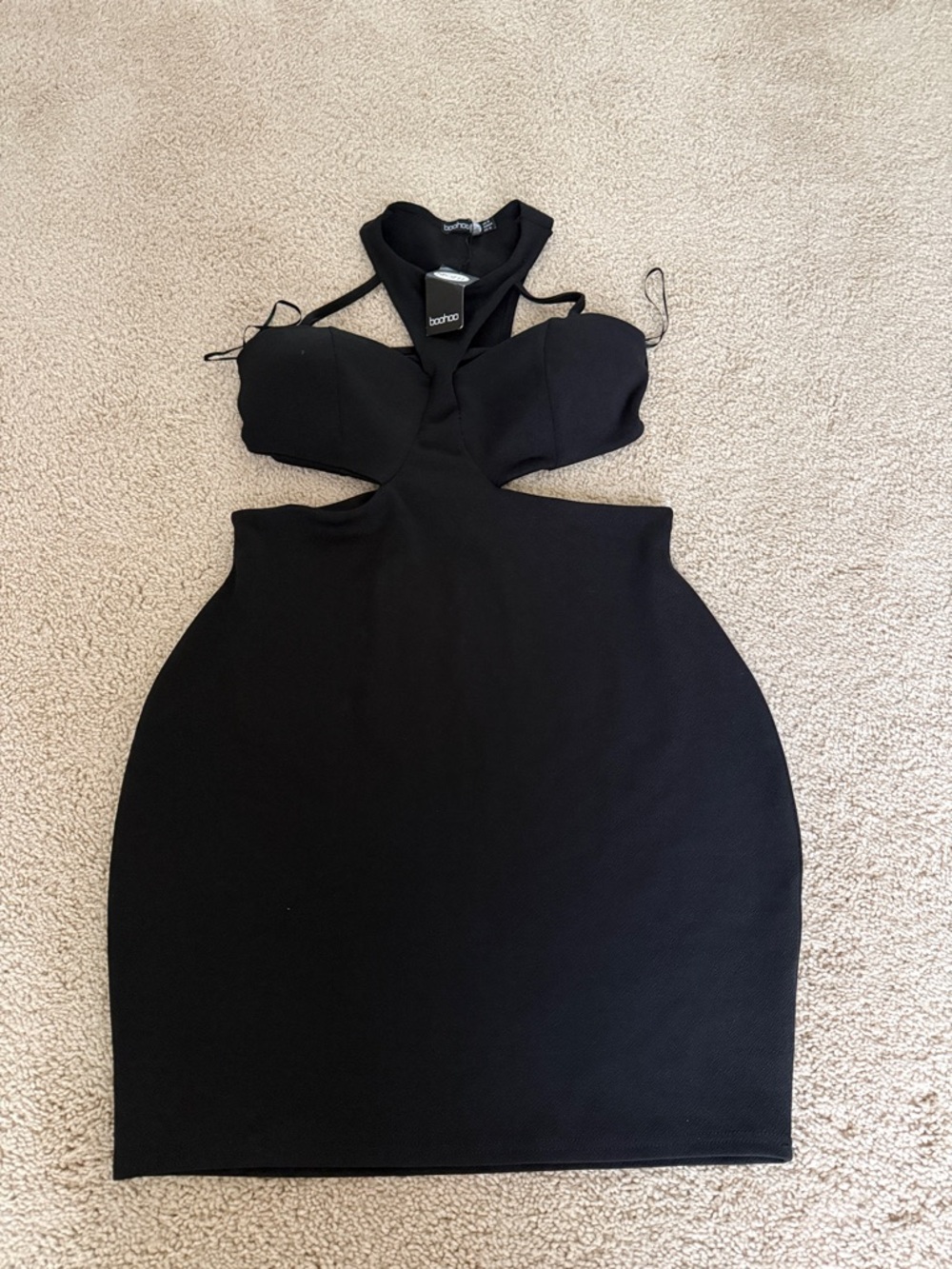 Boohoo Black Cutout Halter Bodycon Mini Dress